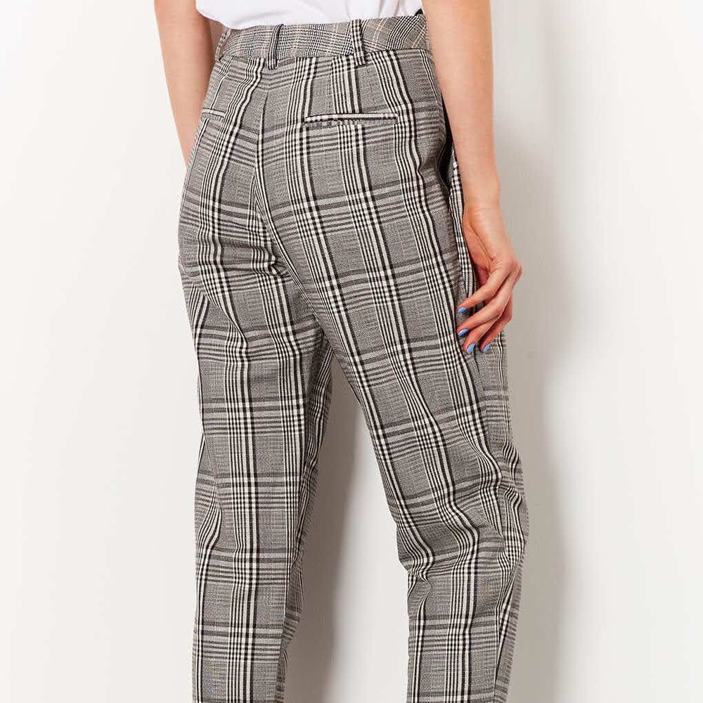 Topshop high waisted gingham cotton linen trousers